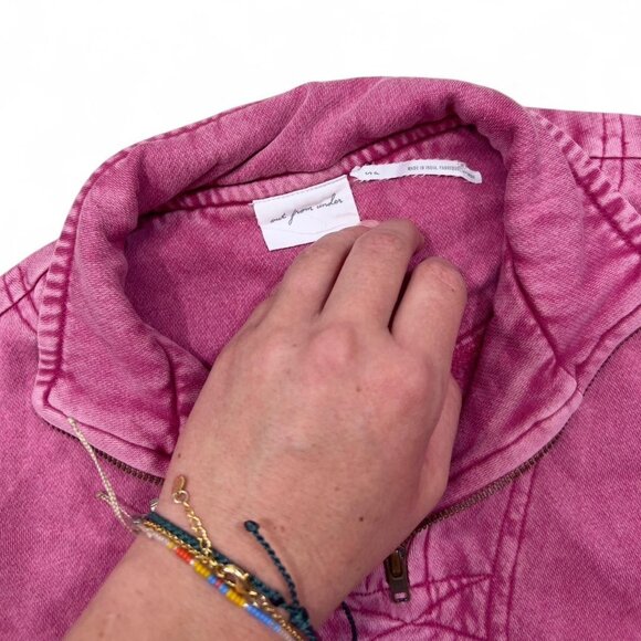 Urban Outfitters Out From Under Pink Vera‎ Quarter Zip Sweatshirt Cropped Small - Picture 4 of 6